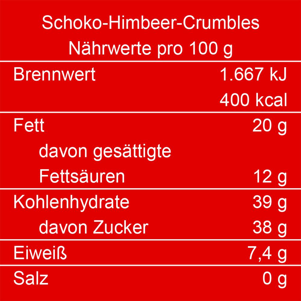 Schoko-Himbeer-Crumbles, Gl. - Apfelino
